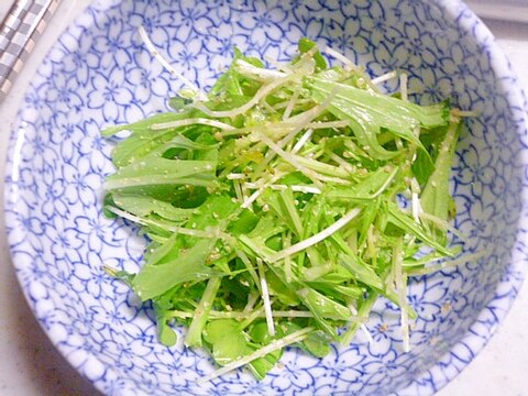 簡単♪おつまみ♪かいわれ大根と水菜のごま和え